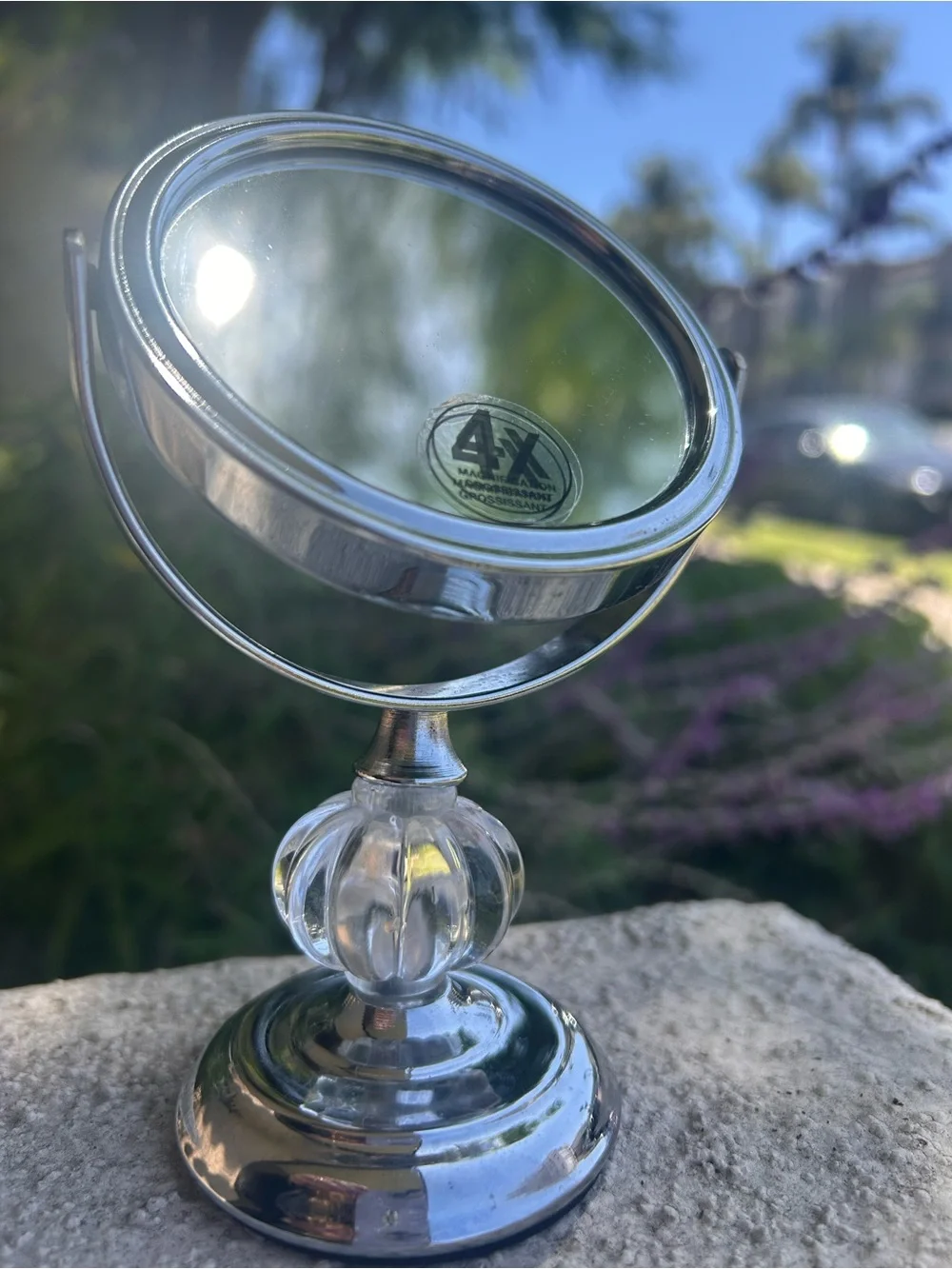 4X Magnifying Chrome and Glass Vanity Mirror - Unbranded